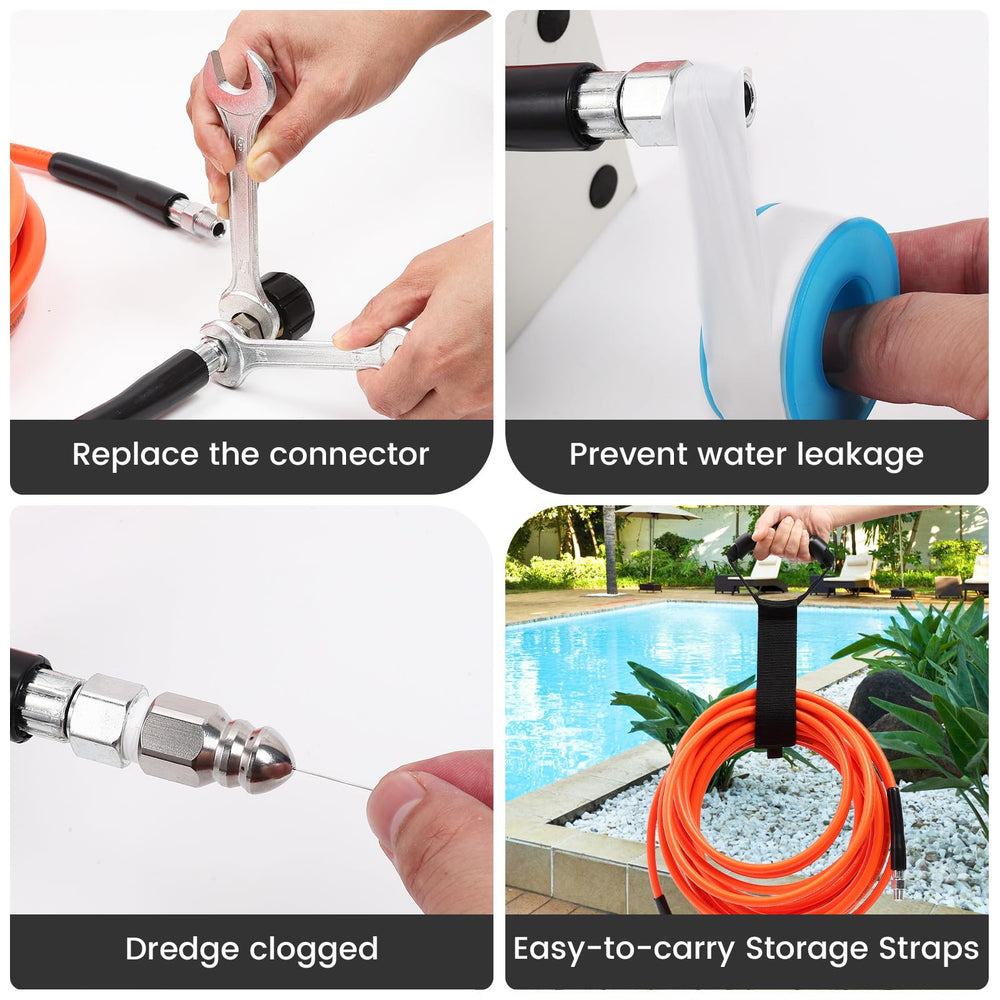 HOSEING spanners and handle strap packed for easy carrying and neat storage