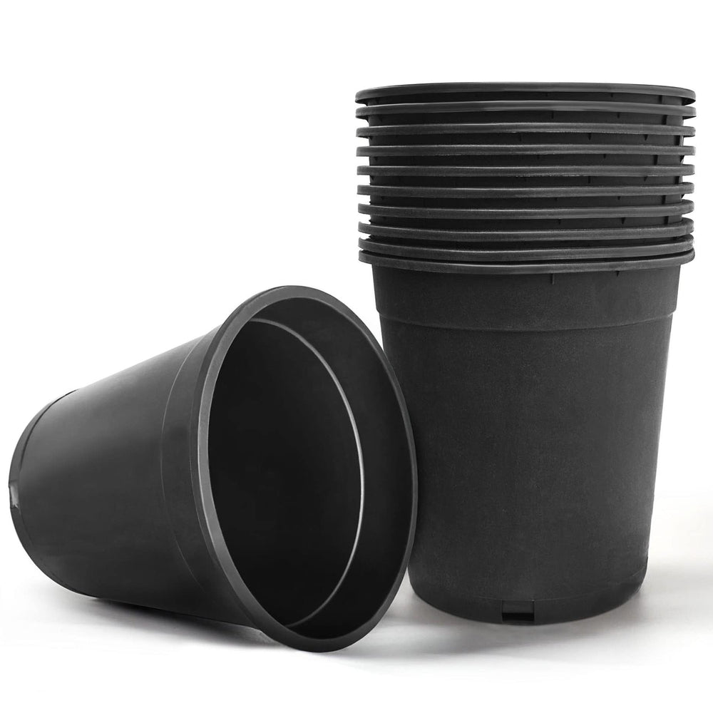 HOSTIC front view of 5 gallon pot showing sturdy design and uniform black finish