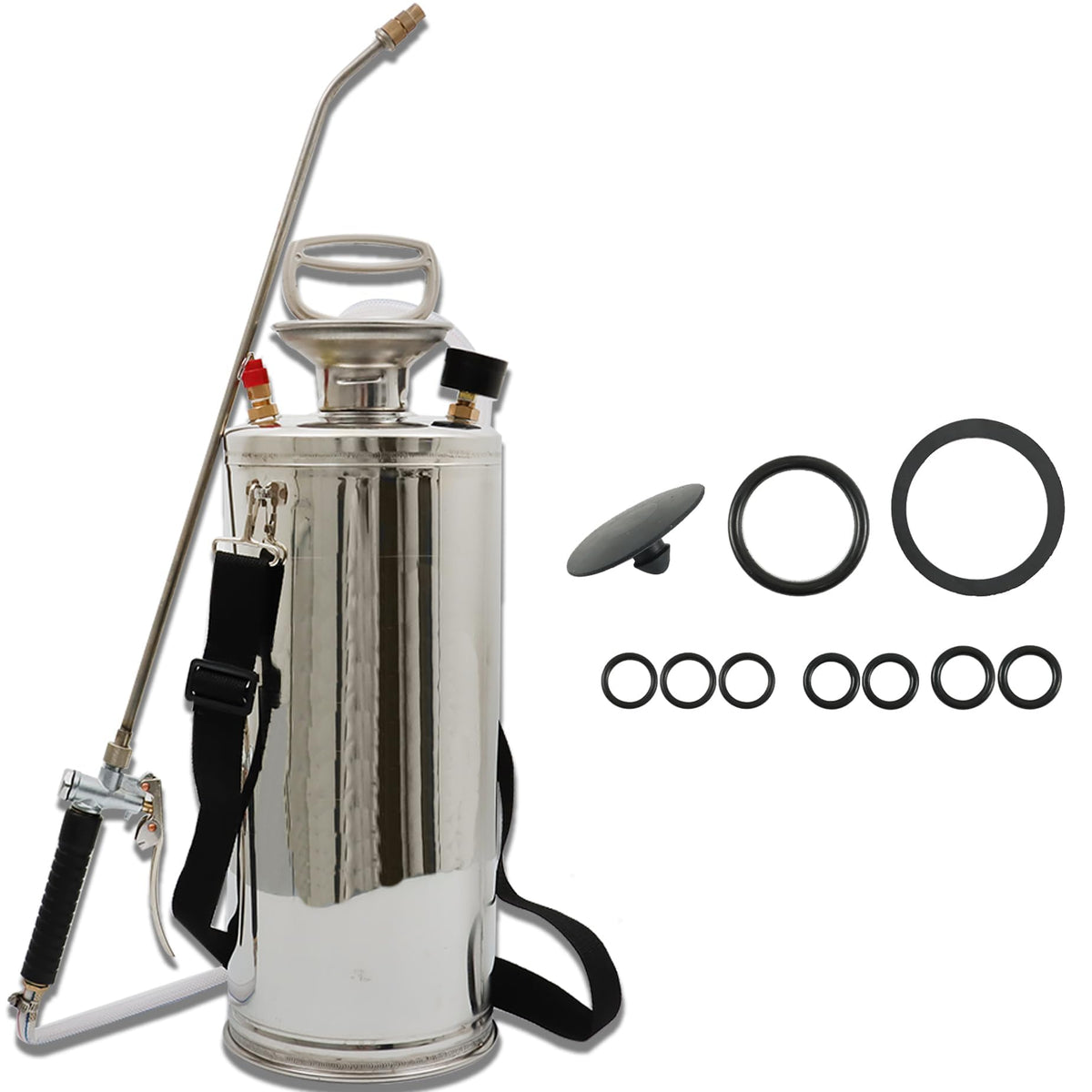 HOSTIC front view stainless steel sprayer showing durable tank and handle for longevity