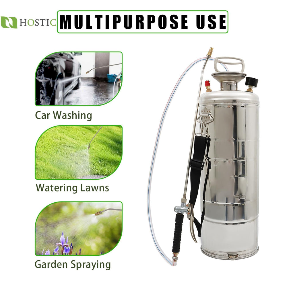 HOSTIC sprayer beside hand for scale showing compact portable benefit
