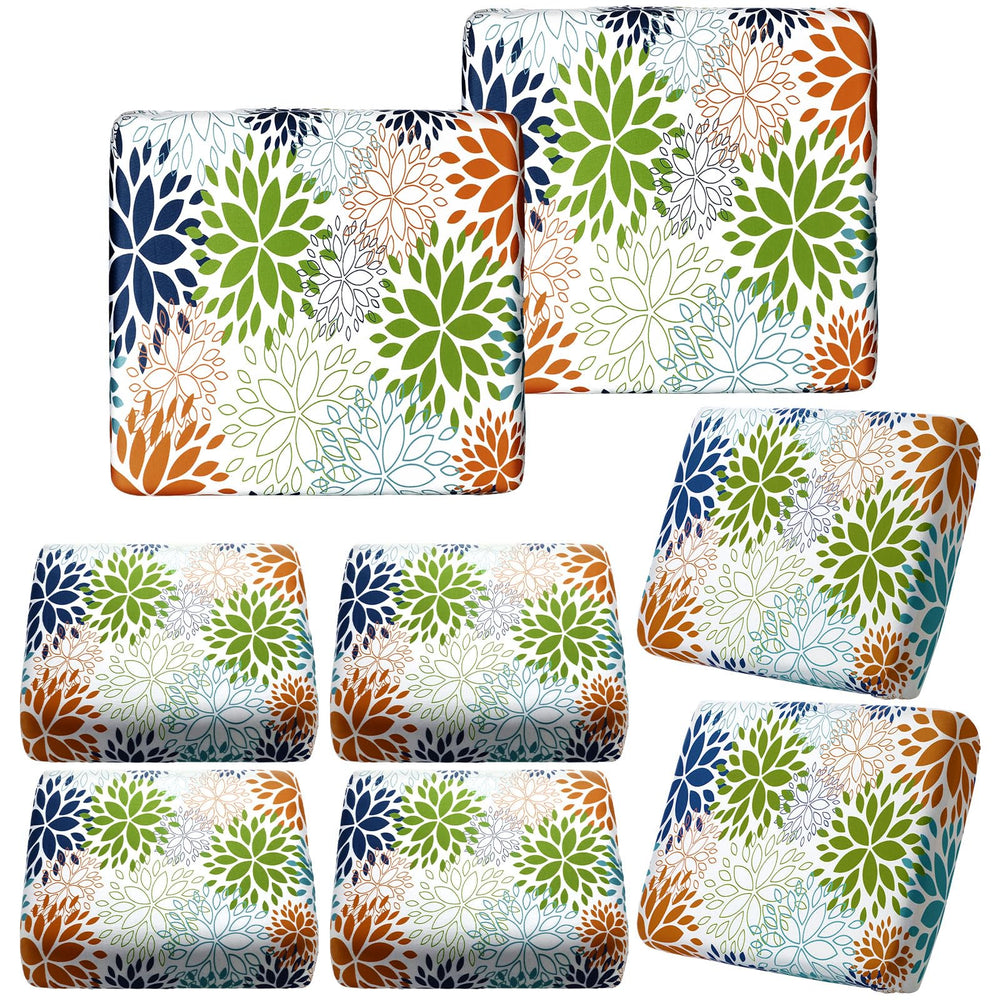 Hosuly front view of eight-piece Dahlia cushion covers showing floral design and complete set benefit