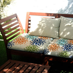 Hosuly cushion cover on a patio sofa demonstrating outdoor styling and seat protection benefit
