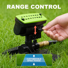 HOSUN sprinkler oscillating swing in motion providing broad, rain-like coverage across lawn