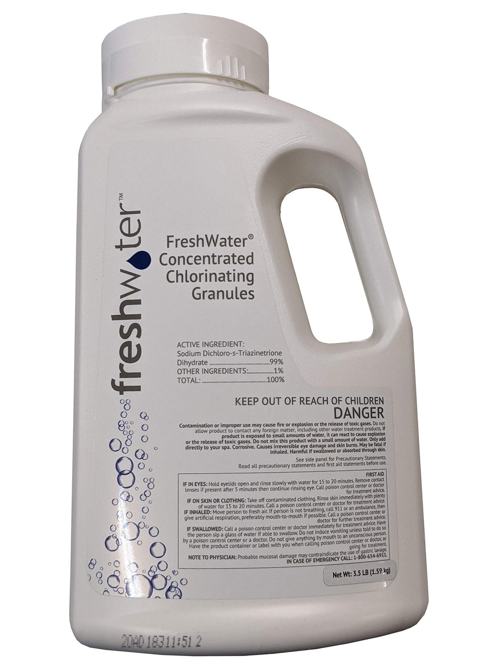 Hot Spring front bottle showing label and 3.5 lb size for easy identification and dosing