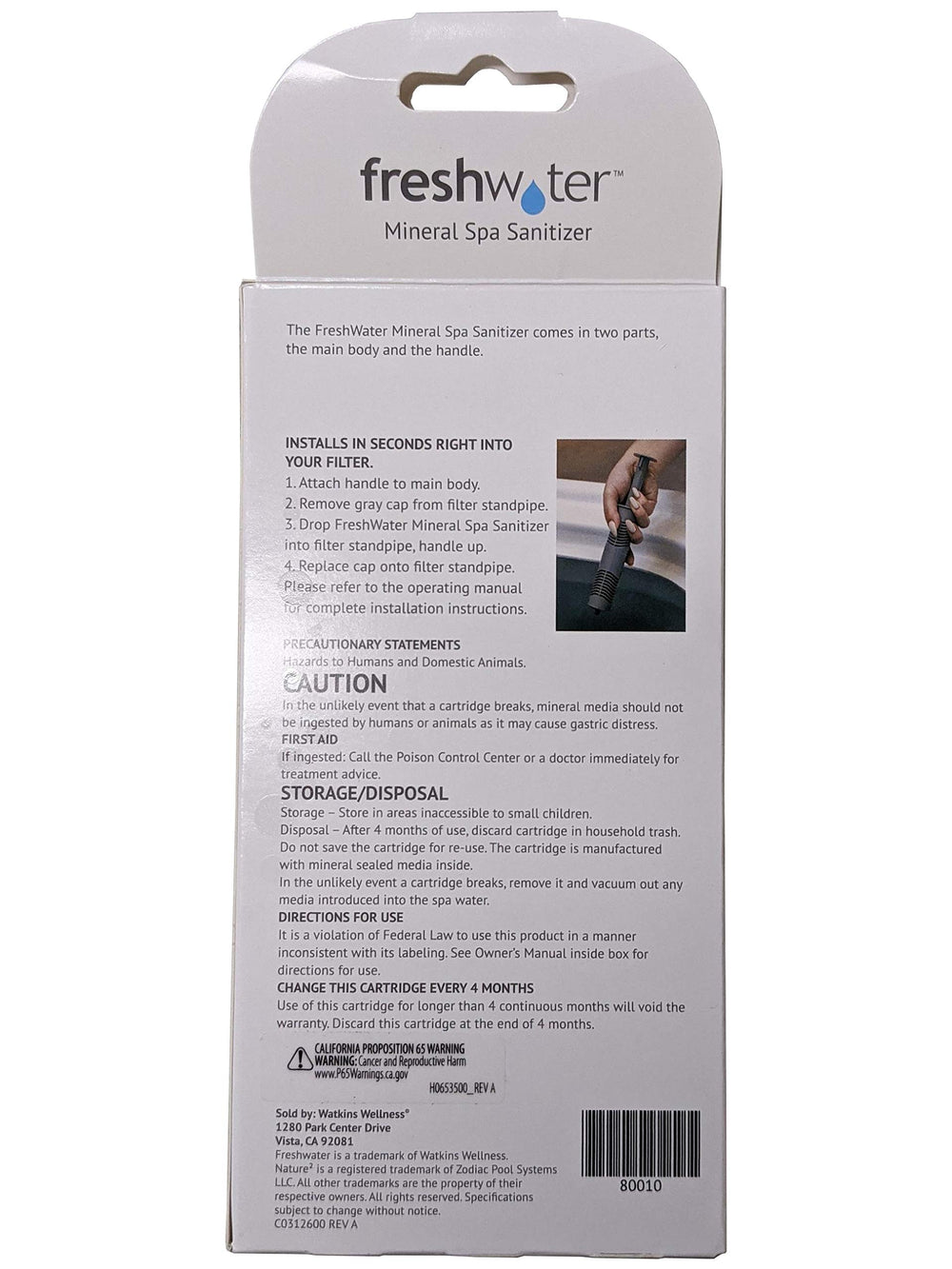 Hot Spring Silver Ionizer close-up of cartridge demonstrating clear water support