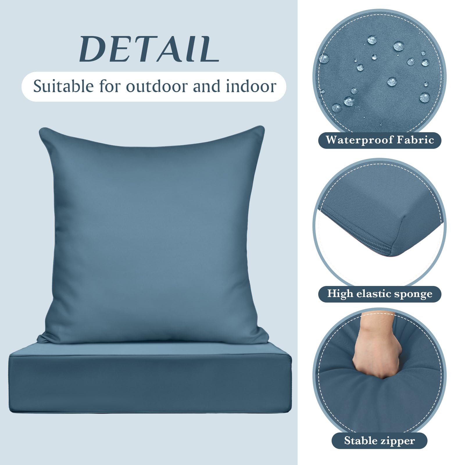 Hoteam cushion placed on patio chair in use showing improved seating support