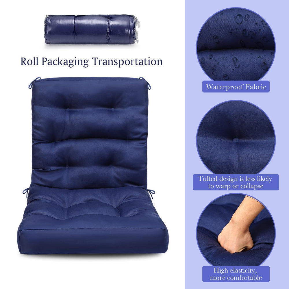 Hoteam navy cushion set installed on a wooden rocking chair demonstrating improved comfort