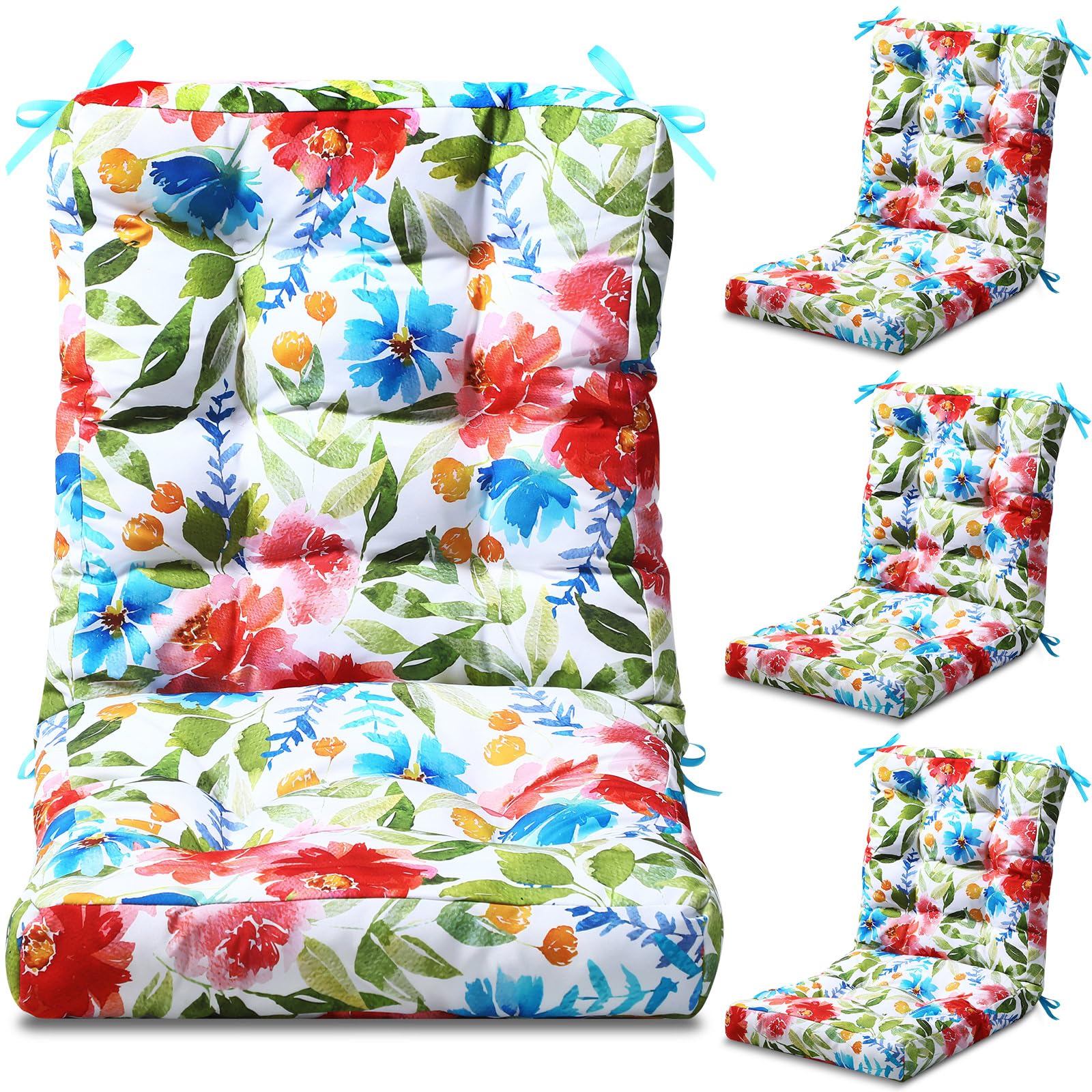 Hoteam front view of four flower-pattern cushions showing coordinated set and appeal