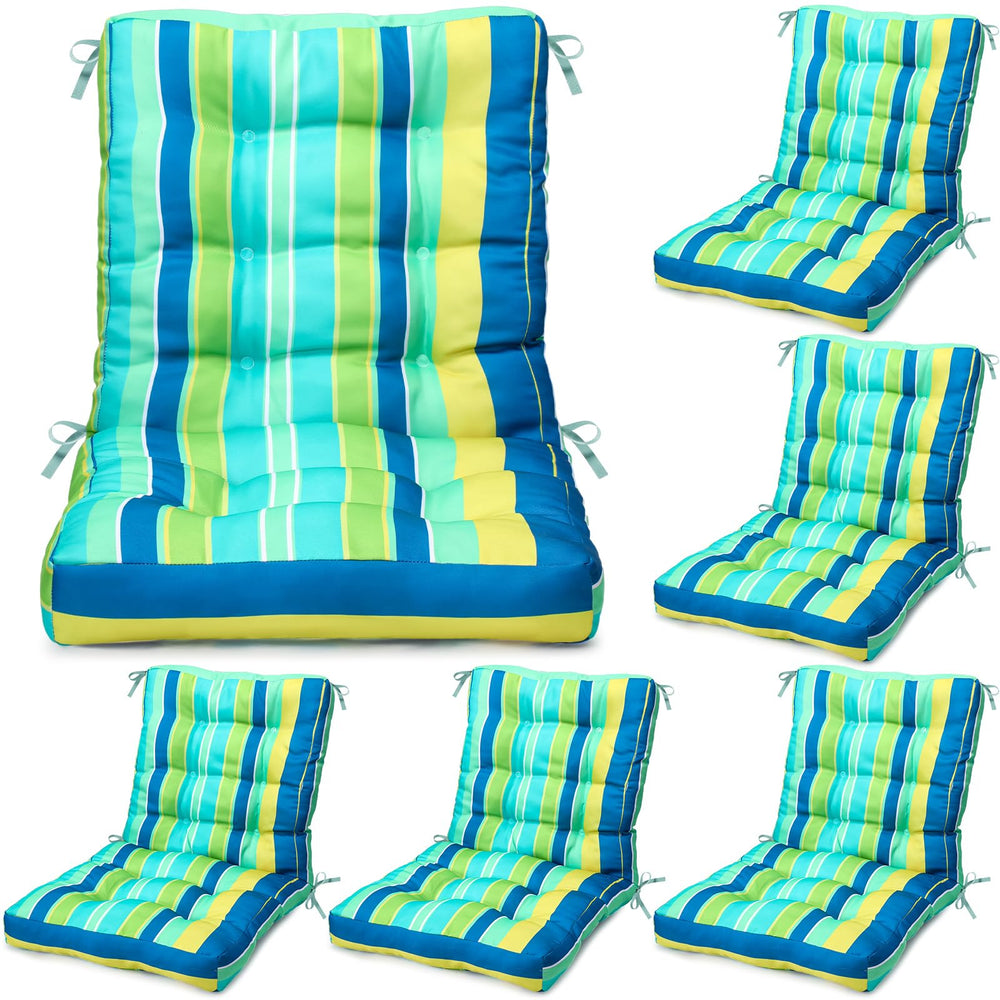 Hoteam front packaging showing green striped cushions and set of six, convenient replacement