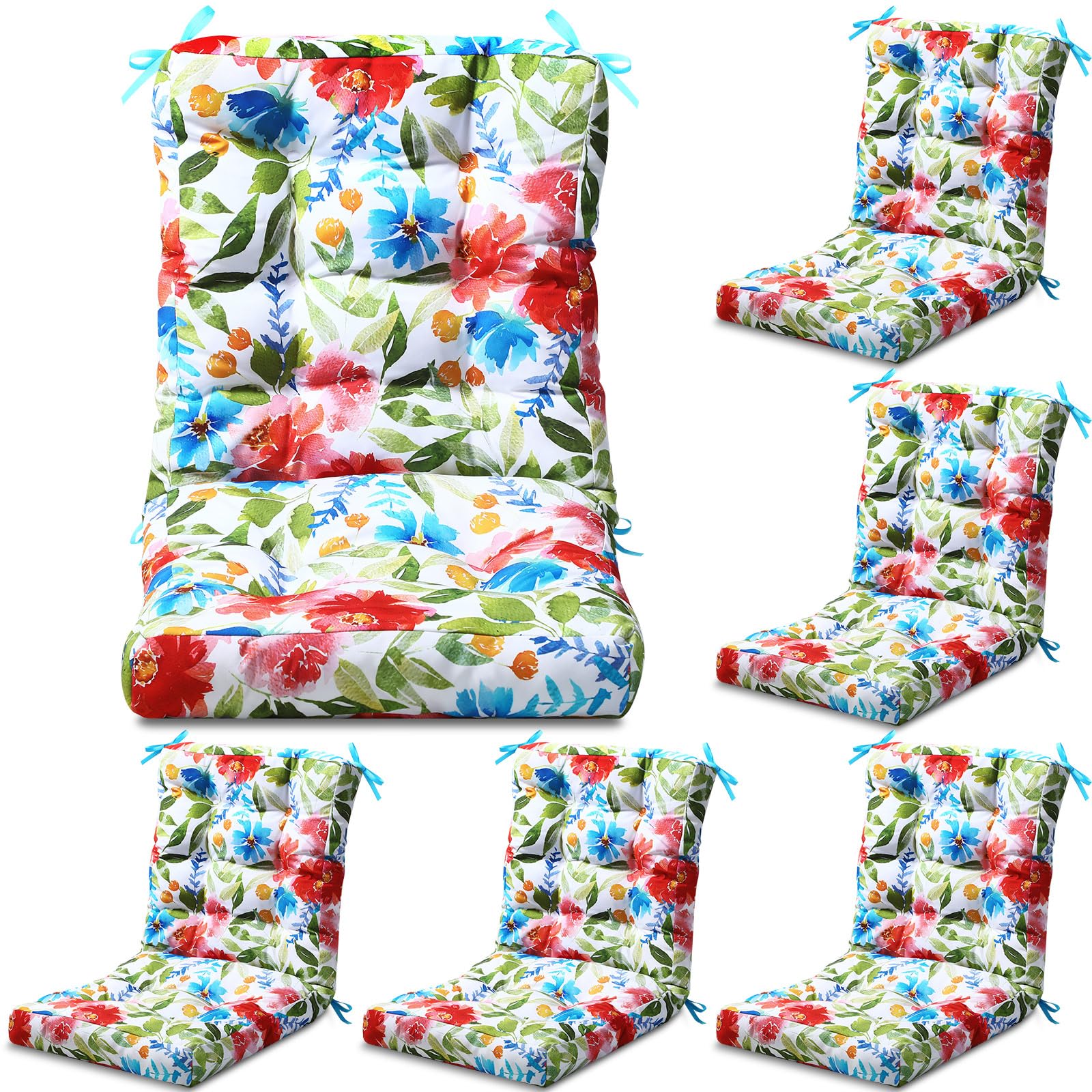 Hoteam front view of six-piece flower cushion set showing vibrant color and coordinated look