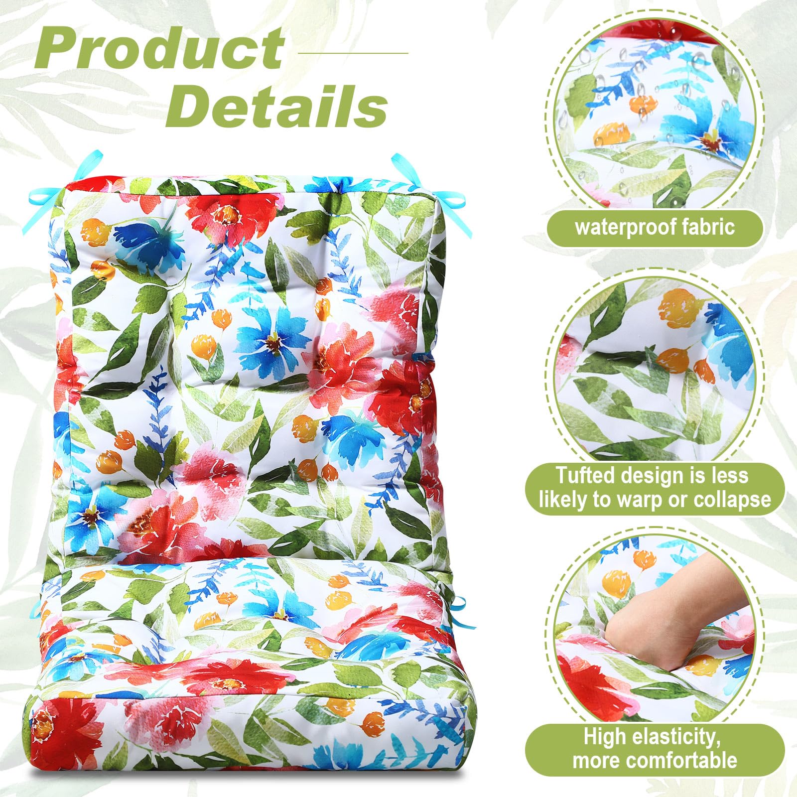 Hoteam cushion ties and elastic bands detail showing secure attachment benefit