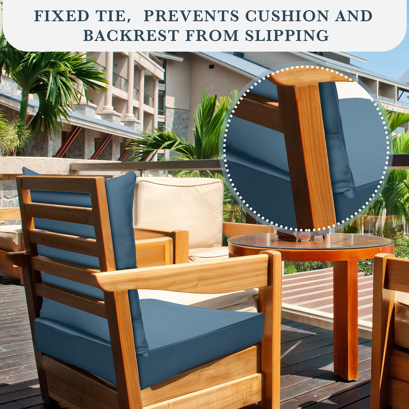 Hoteam image of strap and hidden zipper detail demonstrating secure fit and washable cover