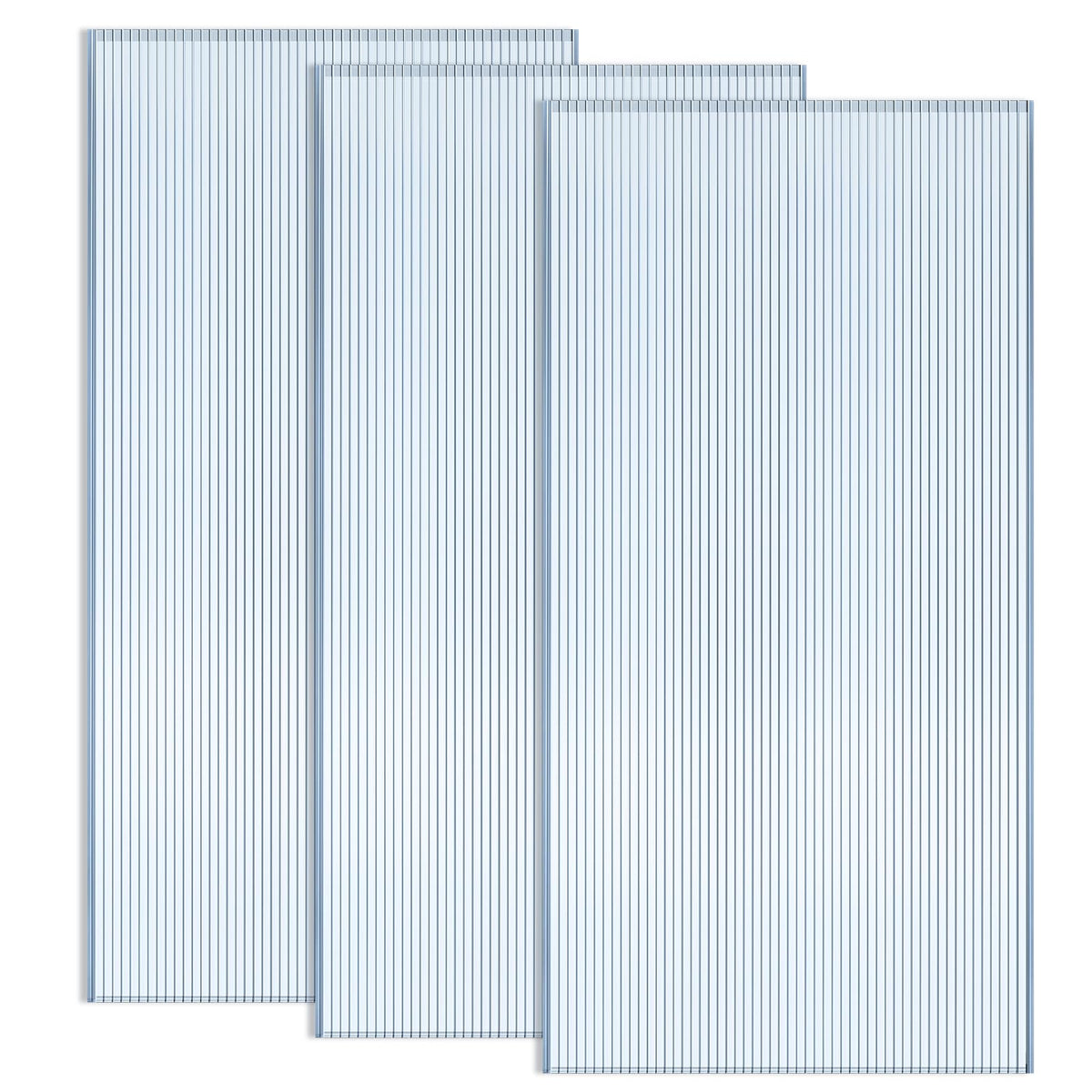 Hotop front view of three packaged panels showing clear protective coverage and durability
