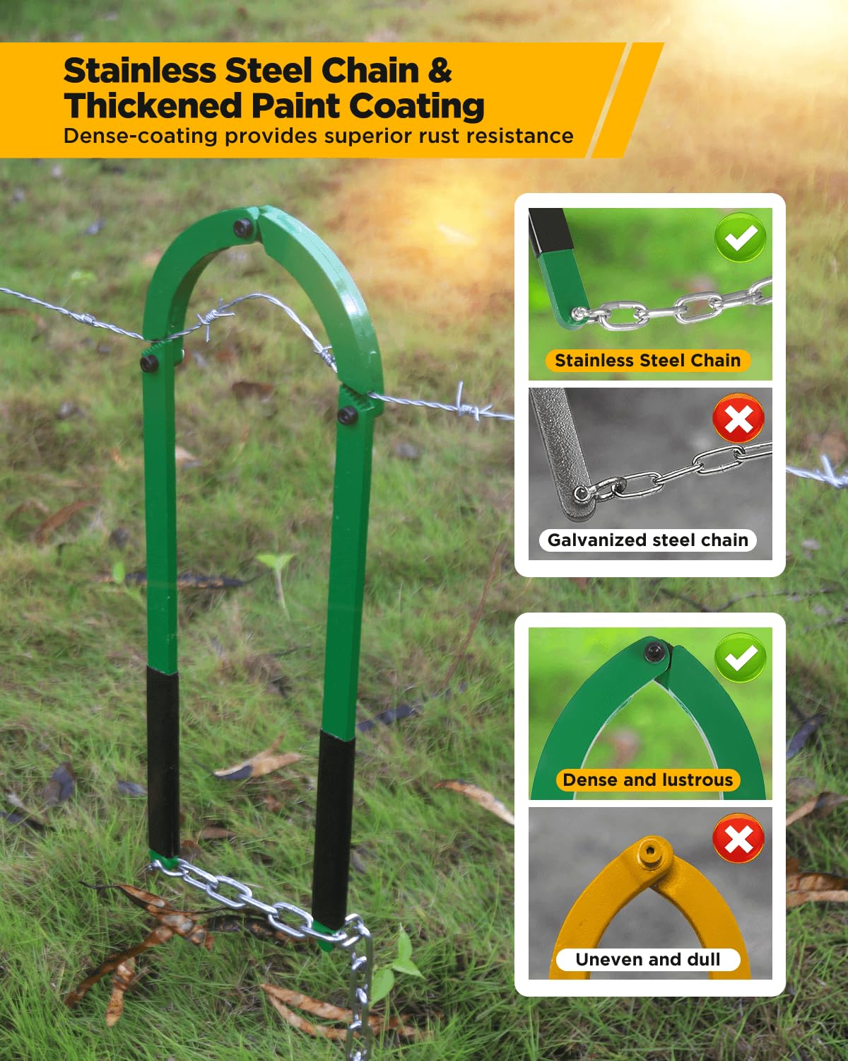 HOTYELL tool in use stretching barbed wire for fast one-person repairs