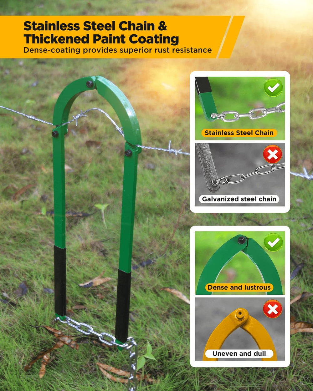 HOTYELL tool in use stretching barbed wire for fast one-person repairs