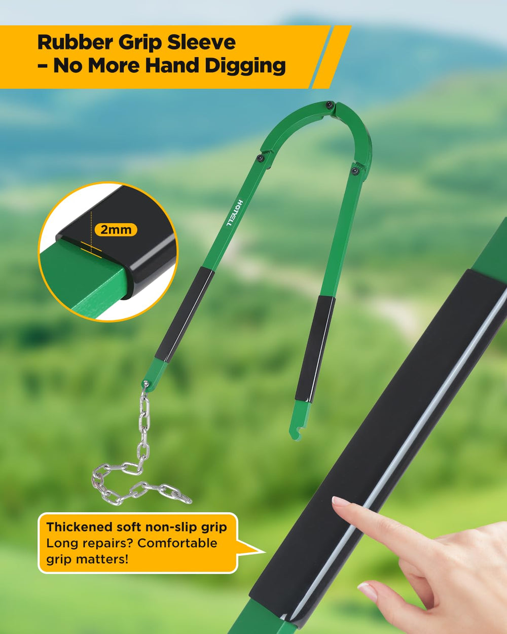 HOTYELL rubber grip sleeve on handle reducing hand fatigue for comfort
