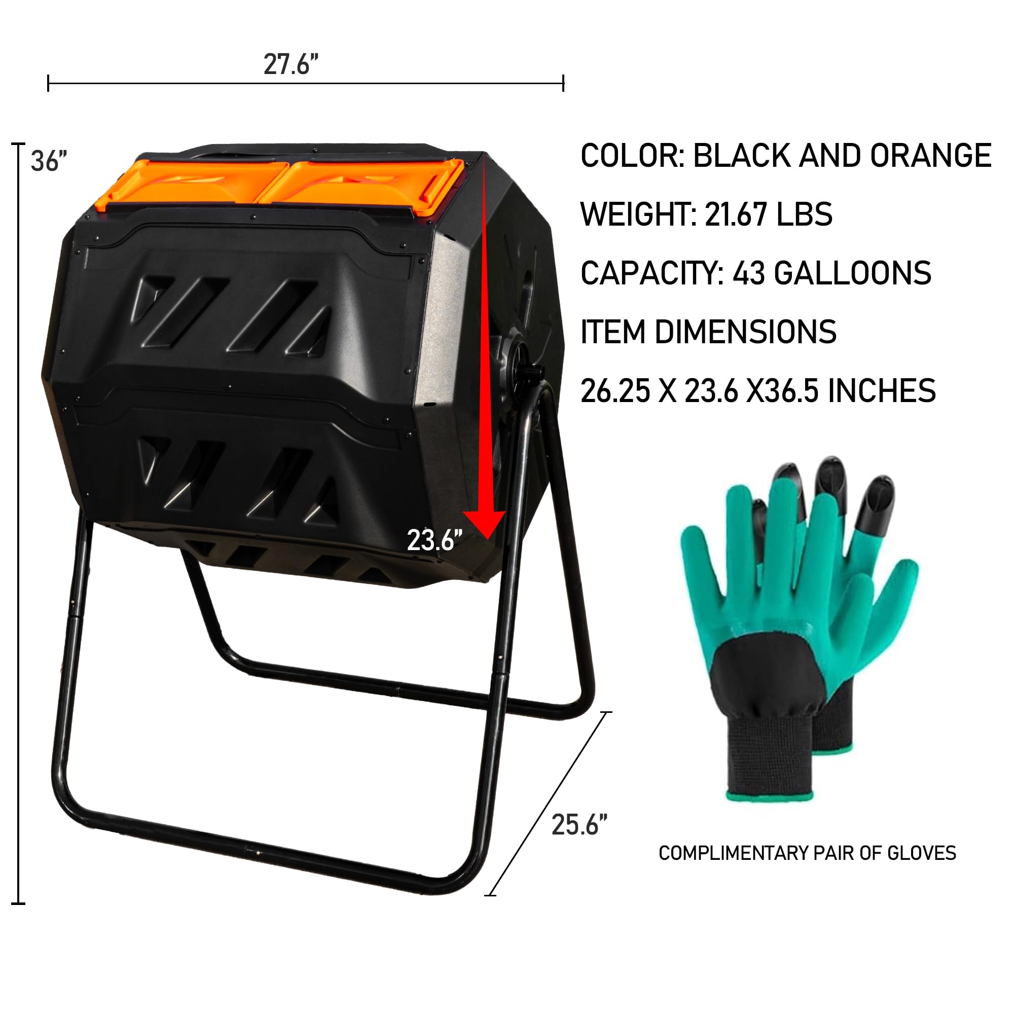 Hourleey composter next to garden bags illustrating convenient yard waste management