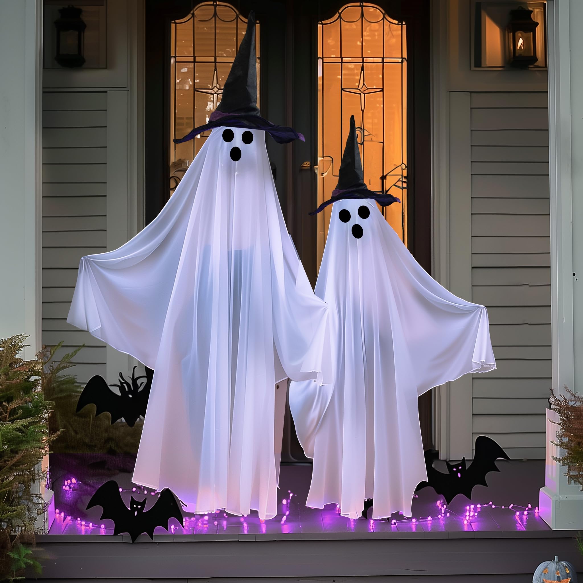 Hourleey ghosts glowing purple light for visible nighttime Halloween ambiance