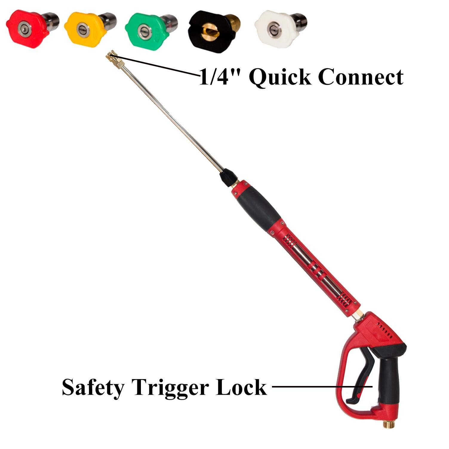 Hourleey gun handle close-up with safety trigger for accident prevention