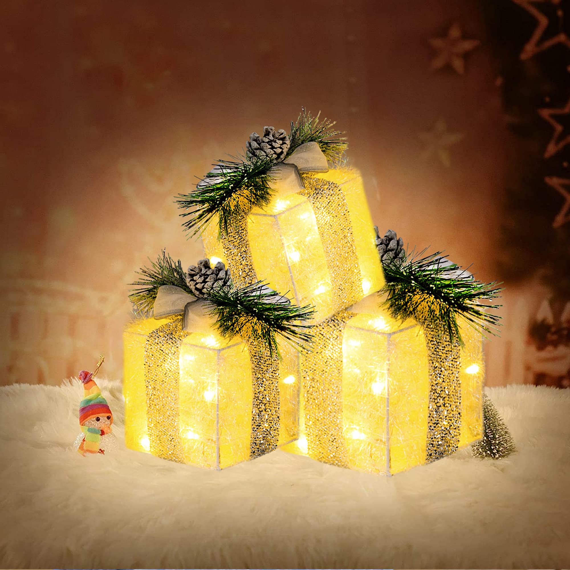 Hourleey in use at tree base creating cozy holiday atmosphere