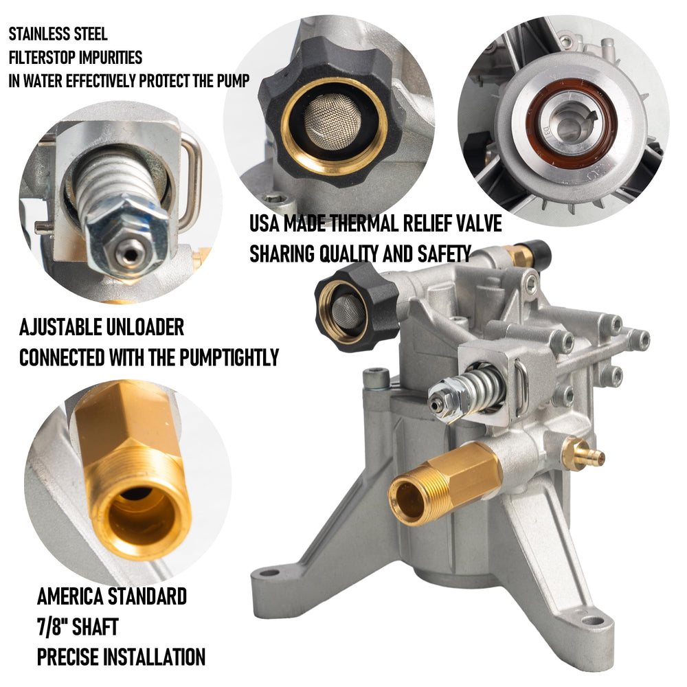 Hourleey inlet and M22 outlet connections illustrating easy hose compatibility