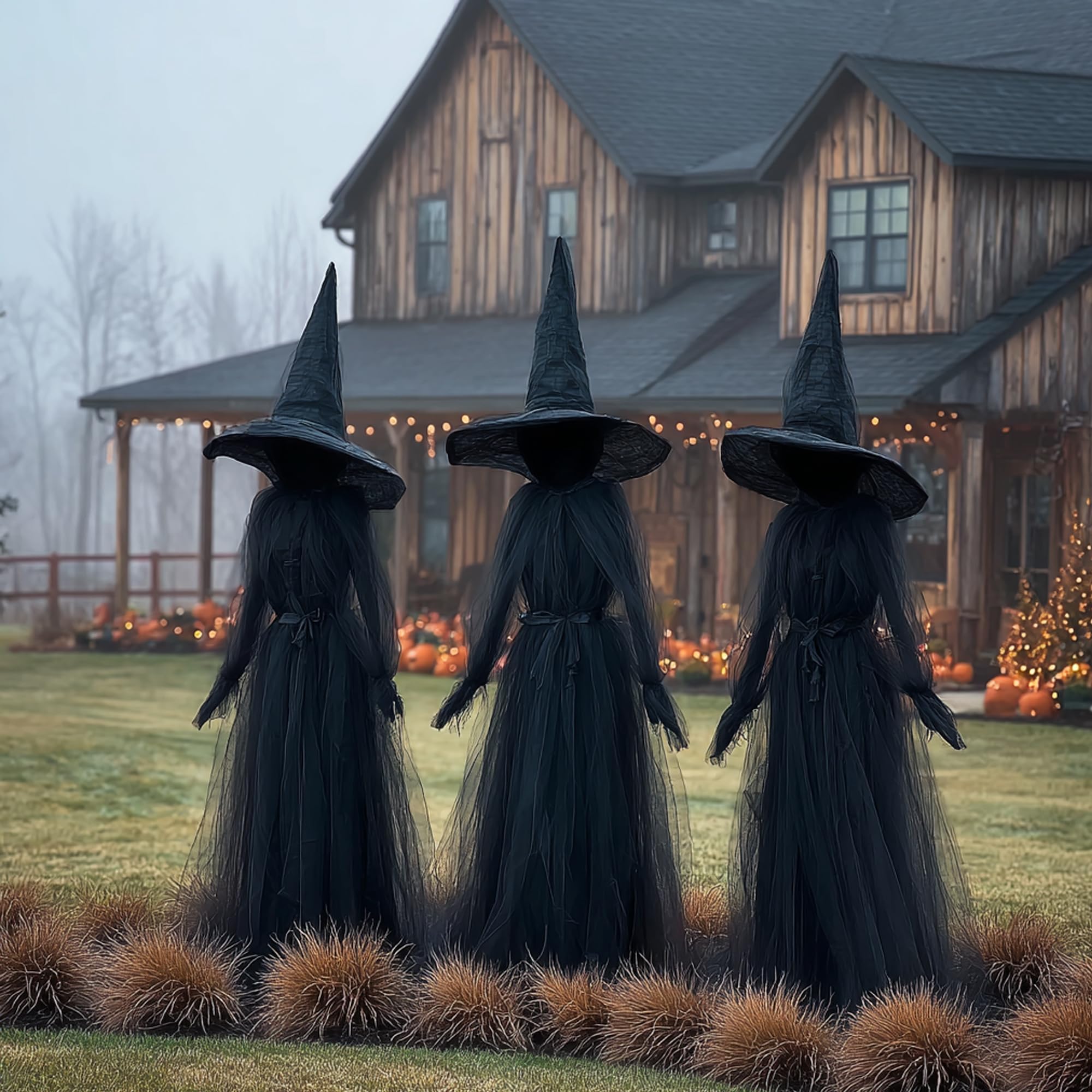 Hourleey display showing witches next to a porch for size comparison