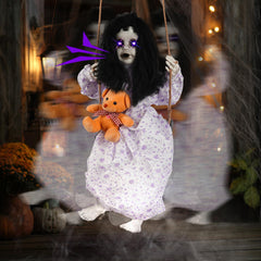 Hourleey purple glowing eyes close-up creating eerie nighttime attention