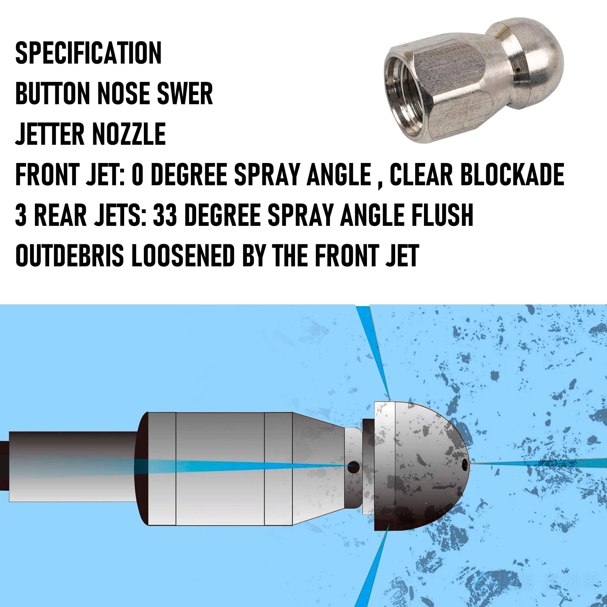 Hourleey quick-connect and M22 adapter detail enabling easy pressure washer hookups