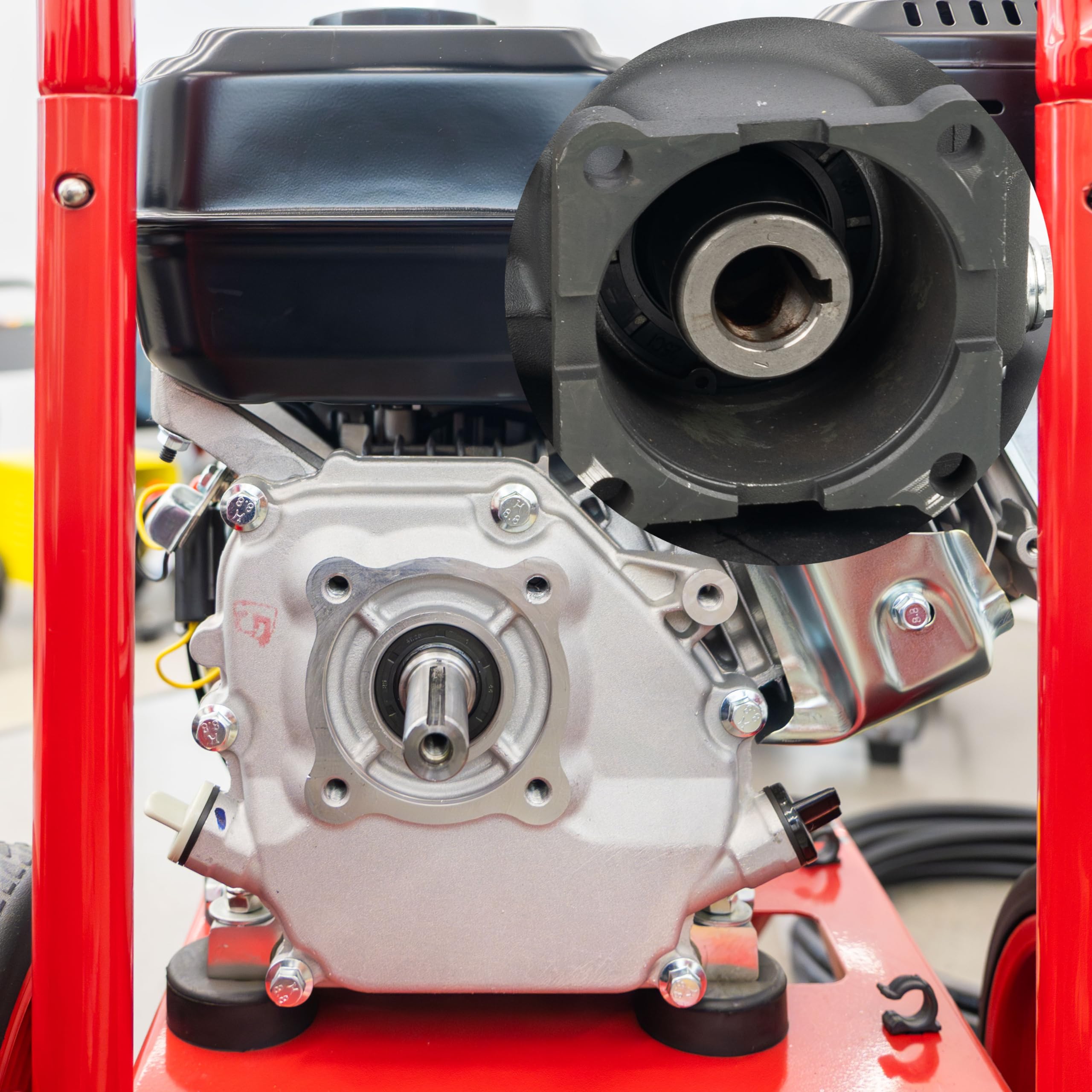 Hourleey pump next to a ruler showing scale to verify shaft and mounting fit