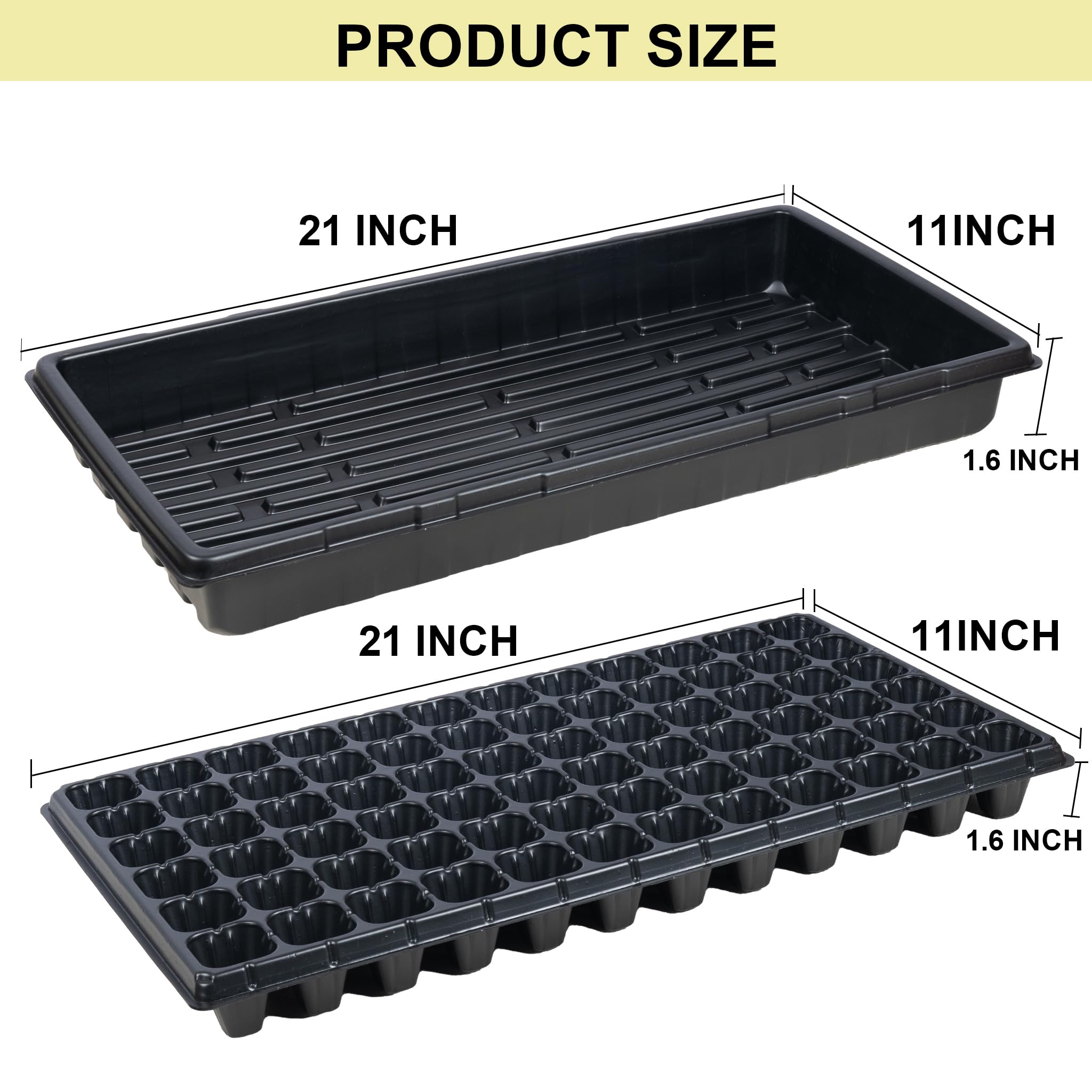 Hourleey trays filled with soil and seedlings showing organized growth benefit