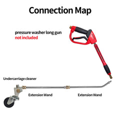 Hourleey caster wheels and underside angle demonstrating smooth guided movement under vehicles