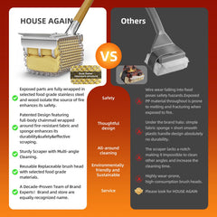 HOUSE AGAIN brush in use producing steam to loosen grease for faster cleaning