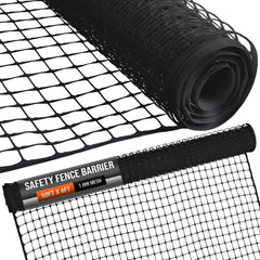 Houseables front view of 4 x 50 ft black plastic mesh roll showing compact packaging and coverage