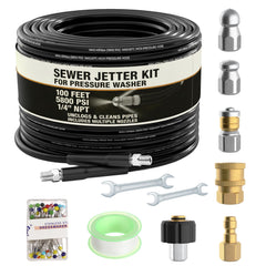Houseables hydro jetter front packaging showing full kit benefits