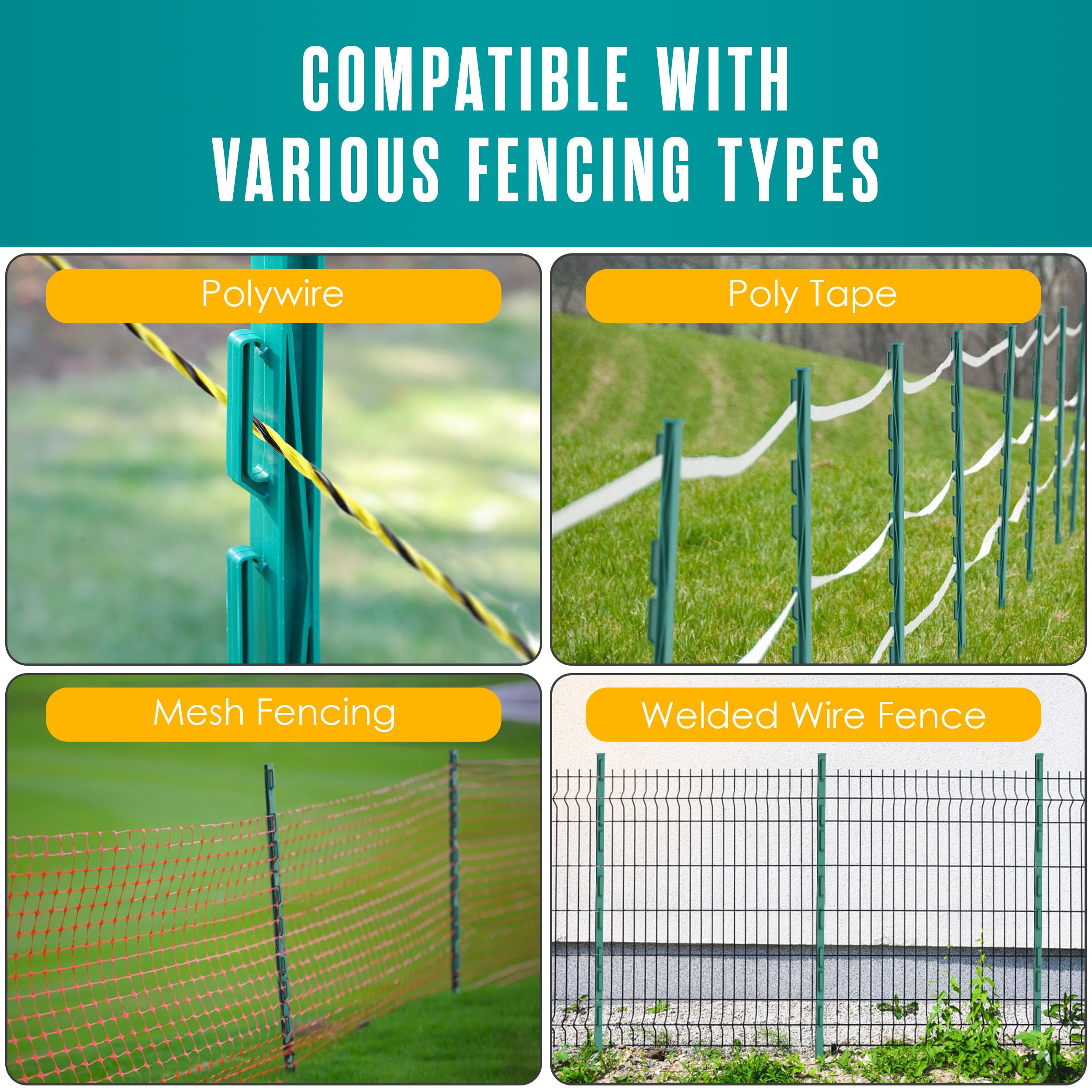 Houseables poles installed around a pasture showing temporary fencing use