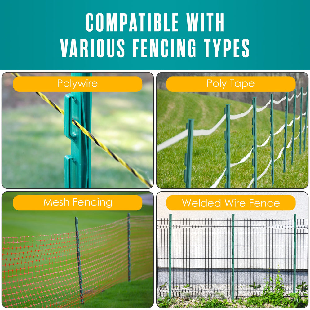 Houseables poles installed around a pasture showing temporary fencing use