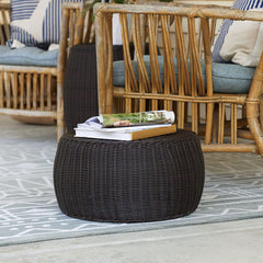 Household Essentials patio scene with stool used as ottoman adding outdoor comfort