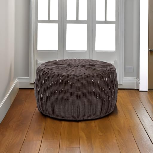 Household Essentials stool beside tape measure showing 16 inch diameter for scale