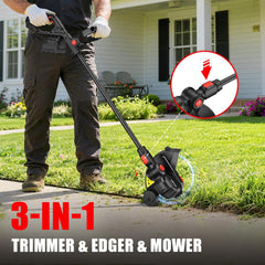Houselife blower nozzle in action clearing dry leaves, demonstrating fast debris removal