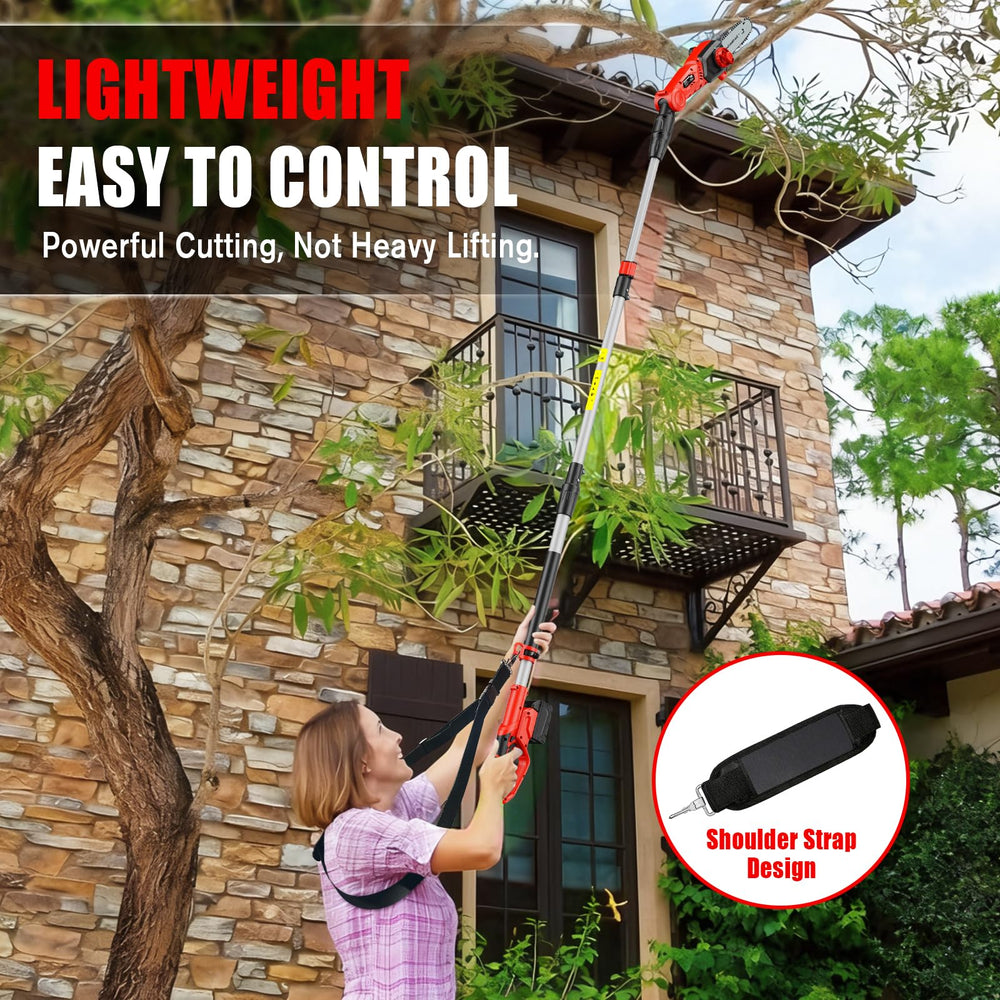 Houselife pole saw in use overhead pruning demonstrating balance and ladder-free reach