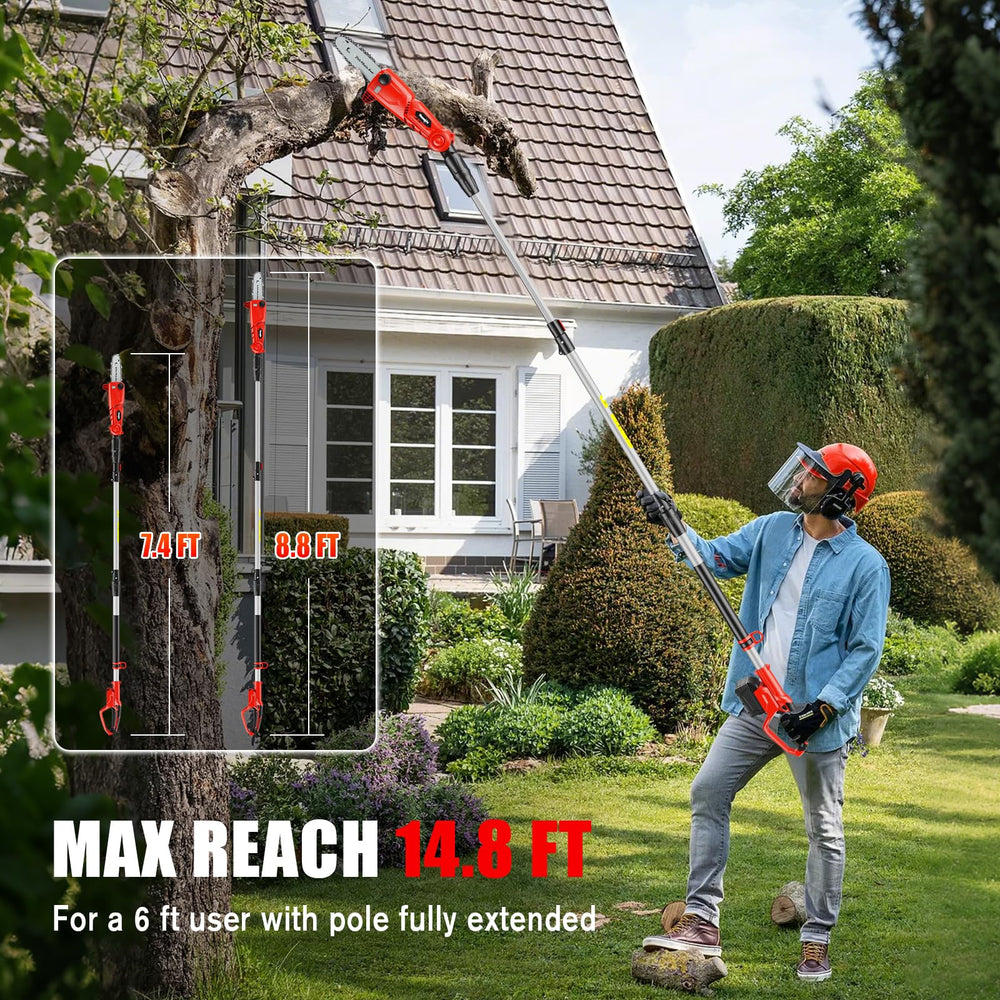 Houselife pivot head rotated 45 degrees to access awkward branch angles and precision cuts