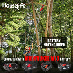 Houselife telescoping pole extended to show maximum reach and safer overhead cutting