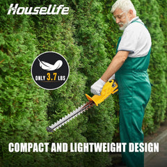 Houselife hedge trimmer in use trimming shrubs showing fast tidy results benefit