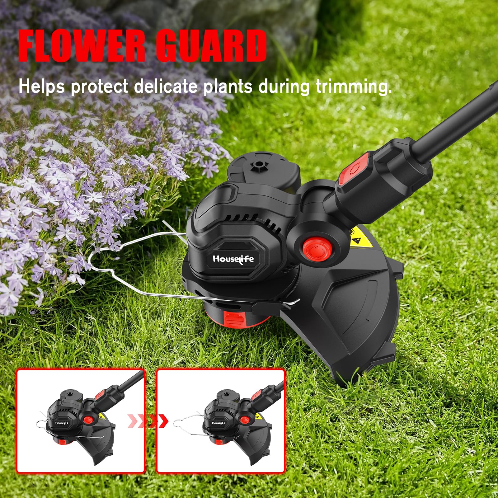 Houselife trimmer protecting flowers with guard while trimming close to plants