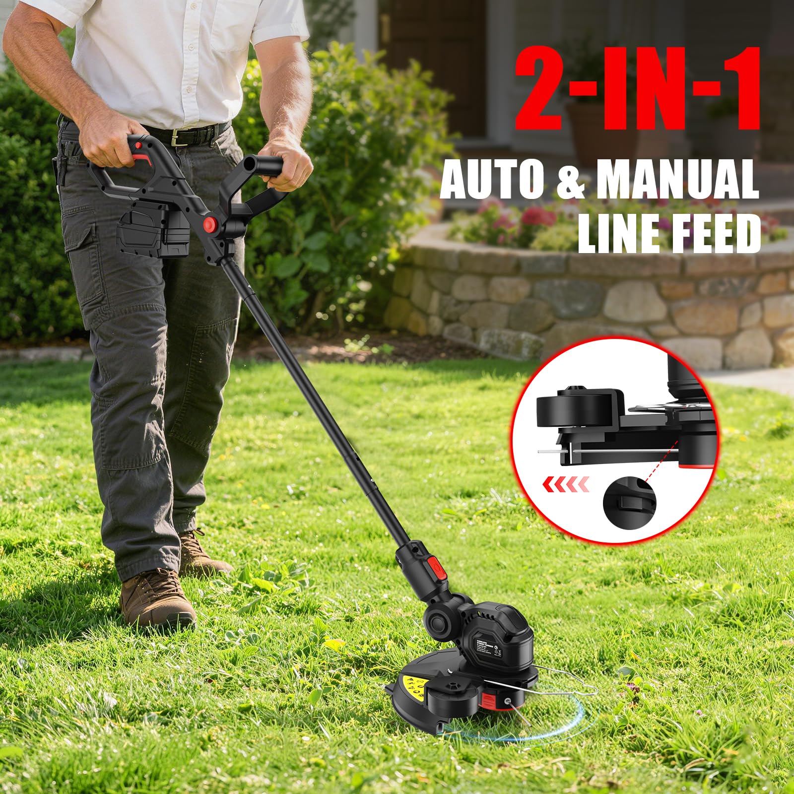 Houselife wheeled edger mode on pavement illustrating neat border and precise edging