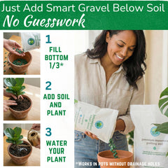 houseplant resource center gravel next to a ruler to show size and coverage for planning
