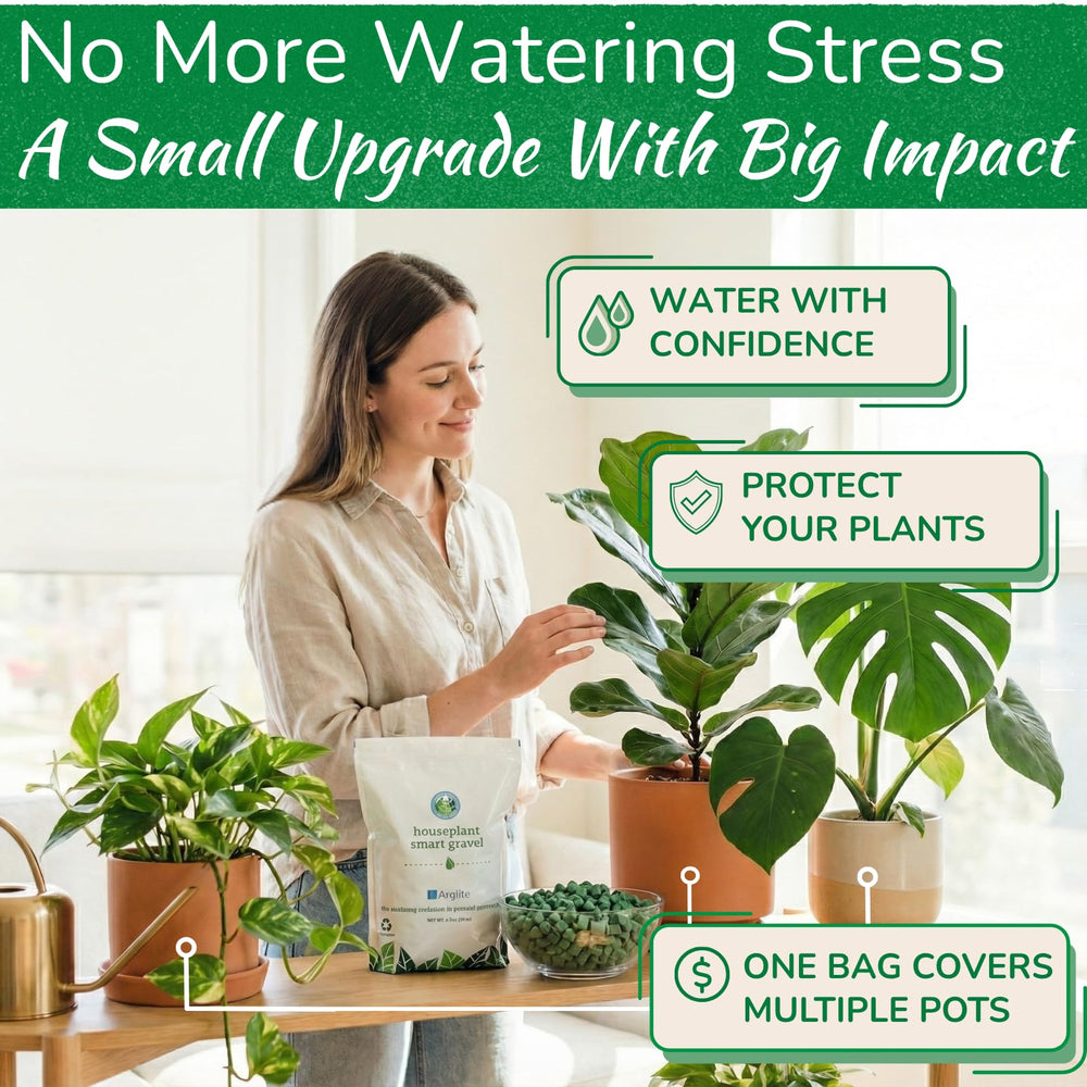 houseplant resource center rinsing gravel in a bowl to show easy cleaning and reuse benefit