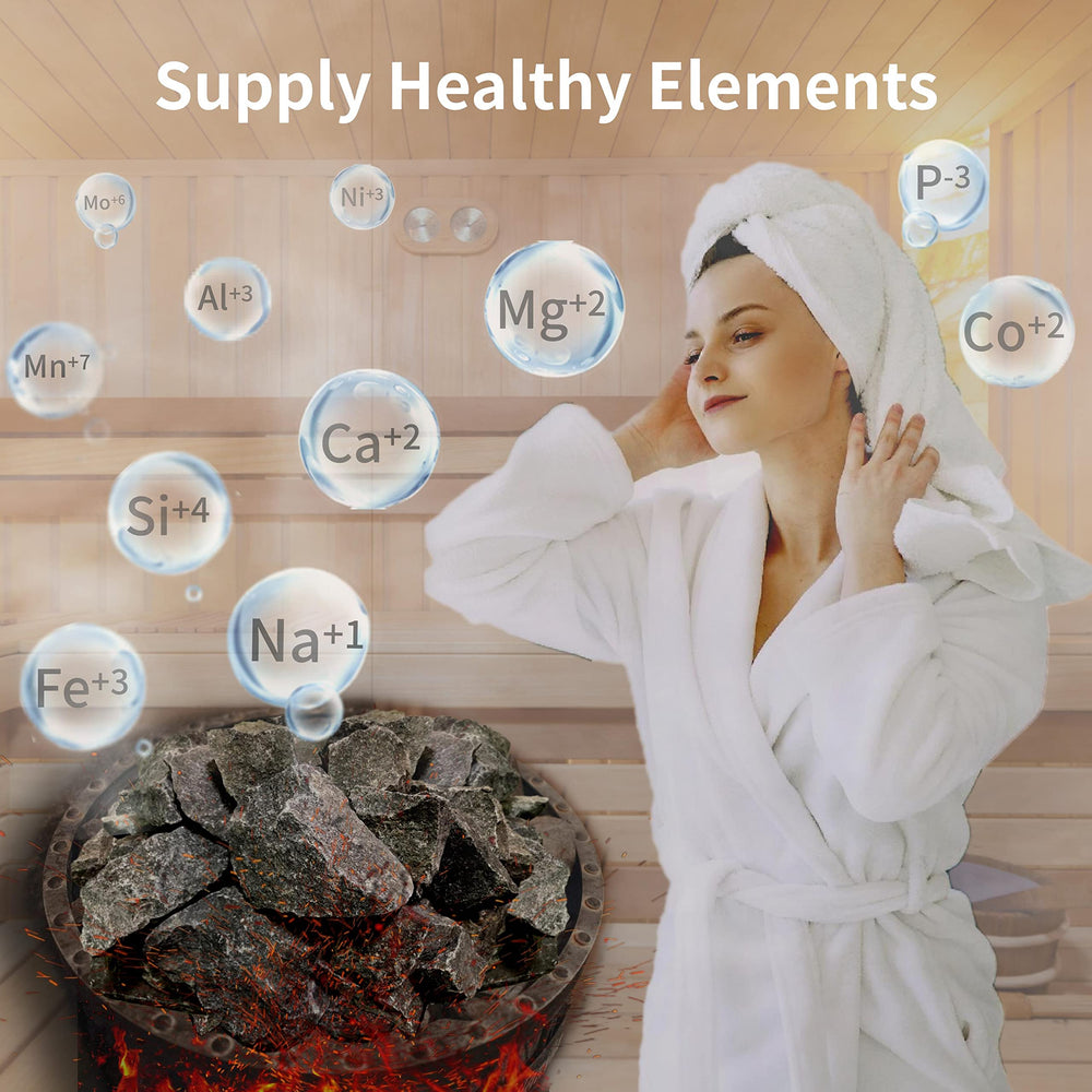 HOUSYLOVE assortment of small to large sauna rocks demonstrating size variety benefit