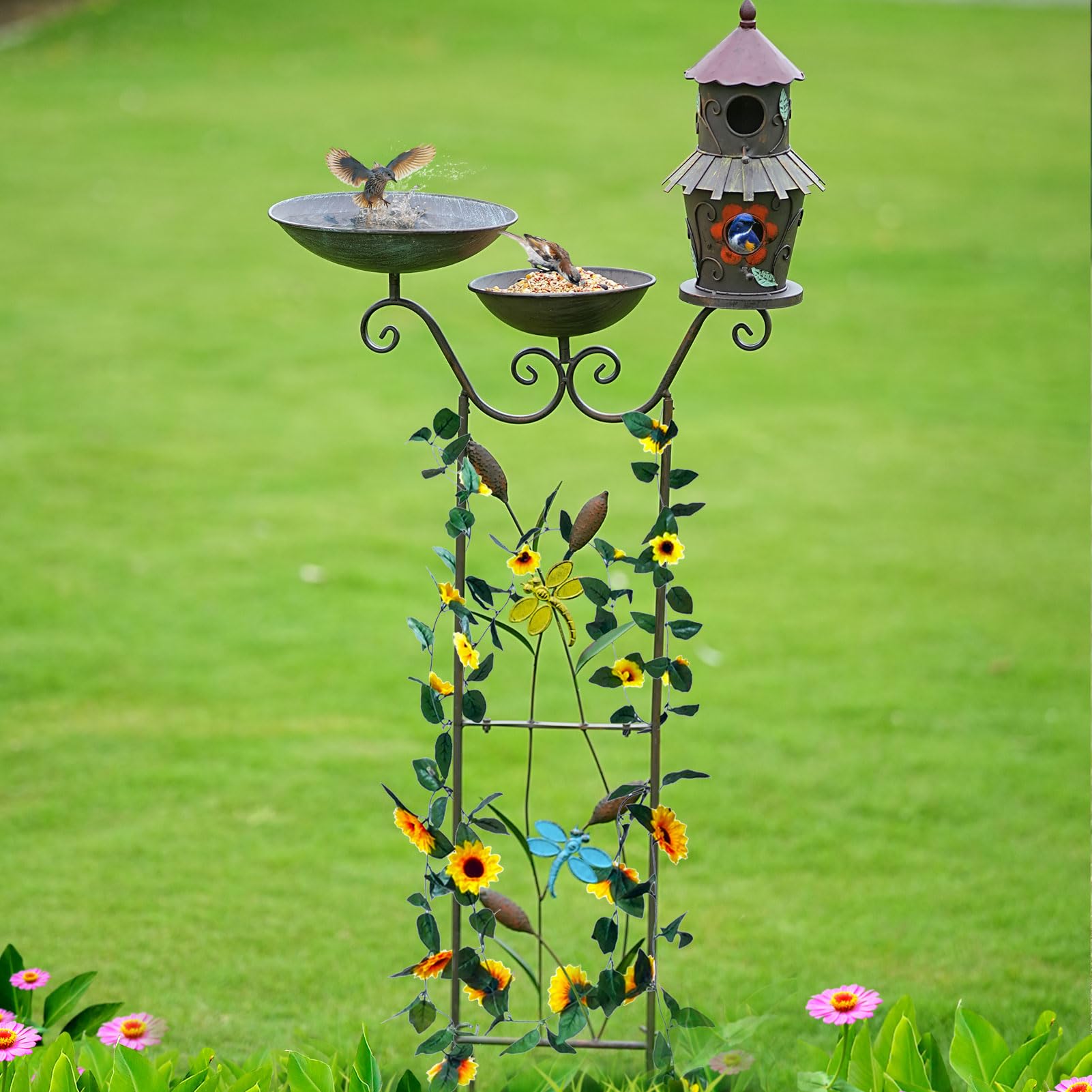 HOUYANG lifestyle patio setup with vines on trellis adding vertical greenery