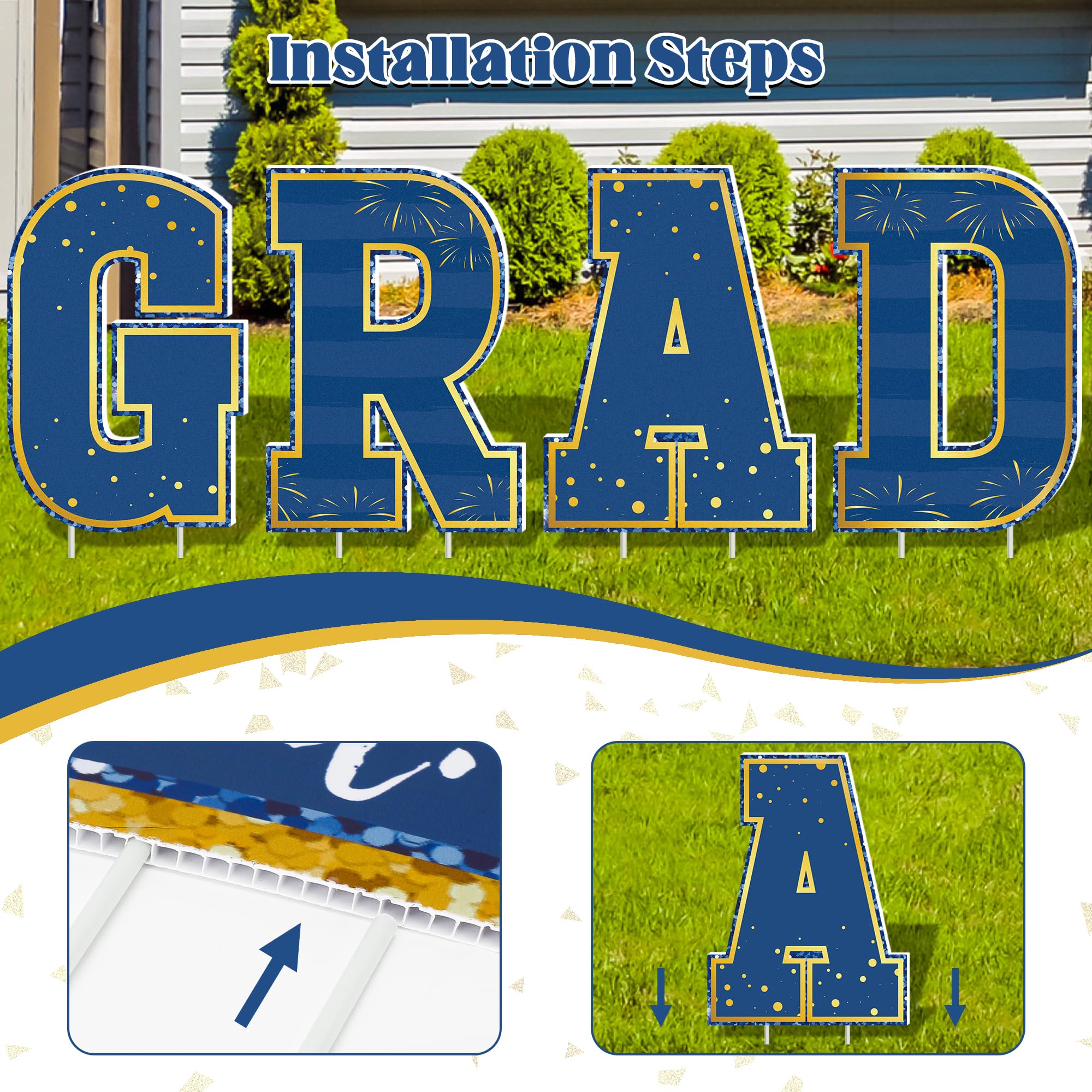 HOVACY mortarboard-shaped accent signs adding festive graduation detail